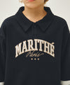 Marithé François Girbaud Kids Stripe Point Collar Sweatshirt Ivory