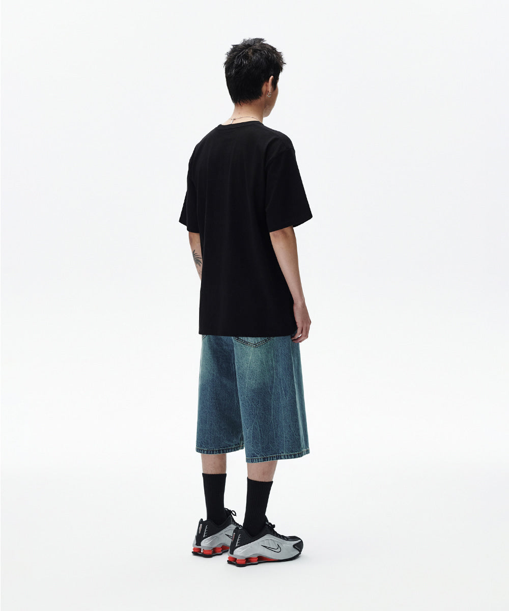 Mahagrid Mud Washing Denim Short