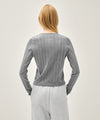 Marithé François Girbaud W CROCHET HALF BUTTON KNIT melange gray