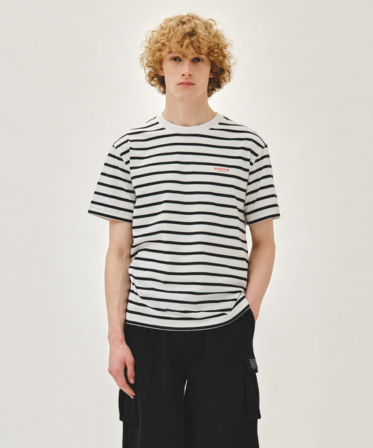 Marithé François Girbaud SMALL REGULAR LOGO TEE stripe