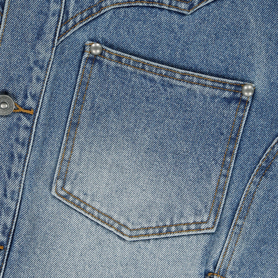 Mahagrid Western Denim Jacket Blue