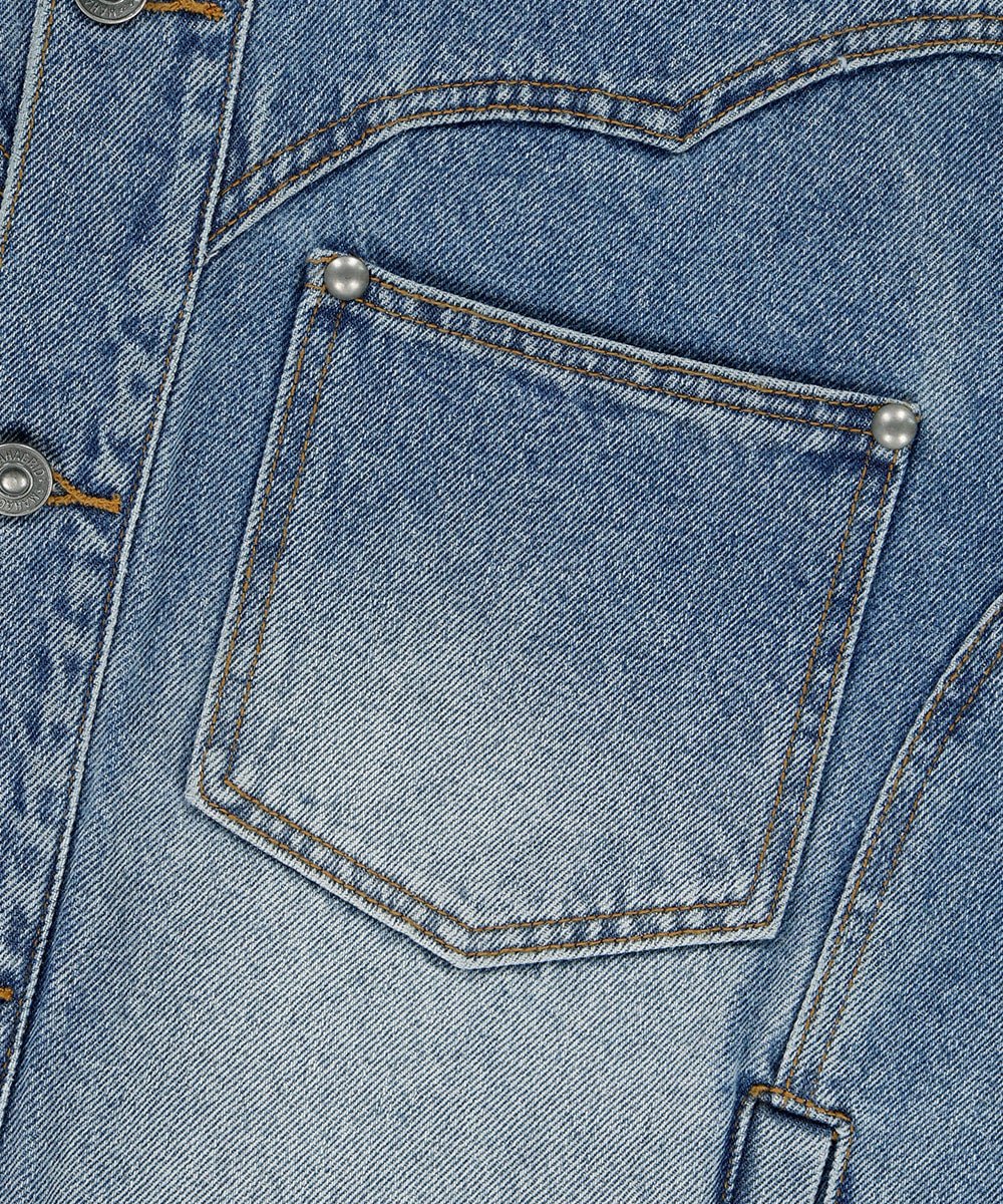 Mahagrid Western Denim Jacket Blue