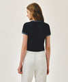 Marithé François Girbaud W CLASSIC LOGO APPLIQUE RINGER CROP TEE ivory