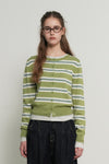 General Idea WOMAN Multi Stripe Crew Neck Cardigan