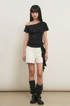 General Idea WOMAN Mesh Trim One Shoulder T-Shirt