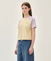 Marithé François Girbaud W SMALL REGULAR LOGO RAGLAN CROP TEE butter
