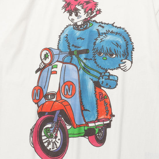 Nice Ghost Club Motorcycle Blue Boy Big Big Tee [White]