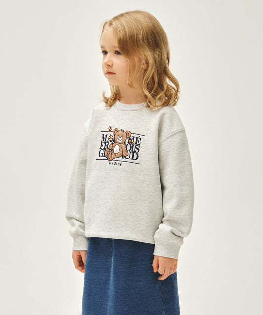 Marithé François Girbaud Kids Flower Bear Classic Logo Regen Sweatshirt Light Heather Gray