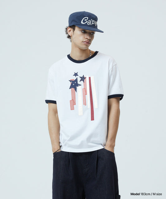 Mahagrid Flag Applique Ringer Tee