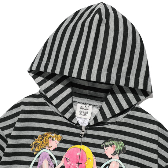 Nice Ghost Club Gakiya Isamu Stripe Hoodie Zip Up [Grey]