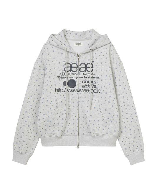 AEAE Web Logo Flower Hood Zip Up