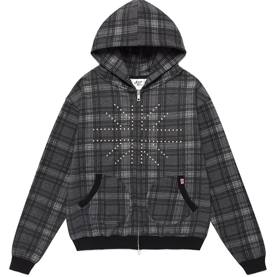 Cavish Stud Union Jack Zip Up Hoodie Black