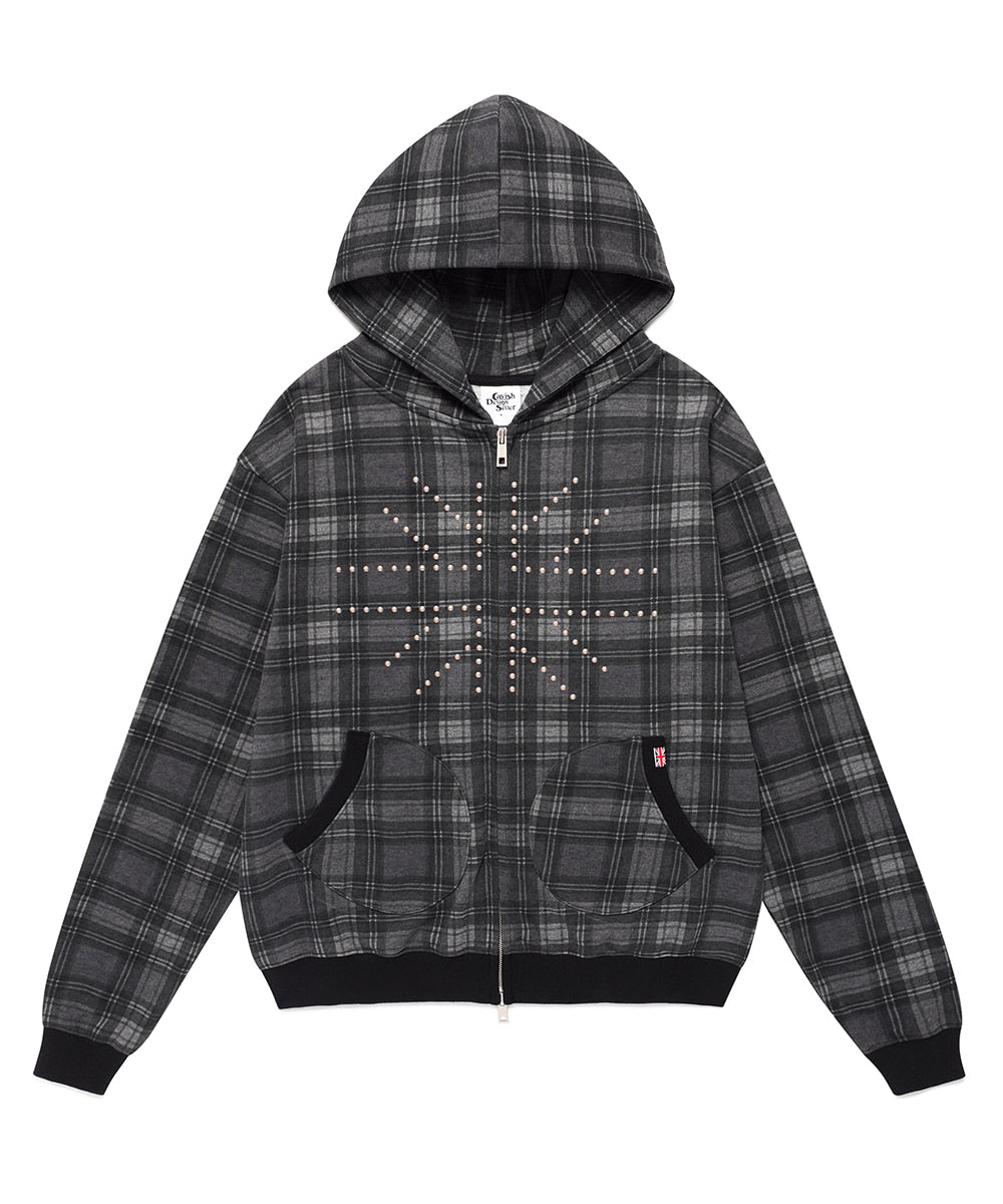 Cavish Stud Union Jack Zip Up Hoodie Black