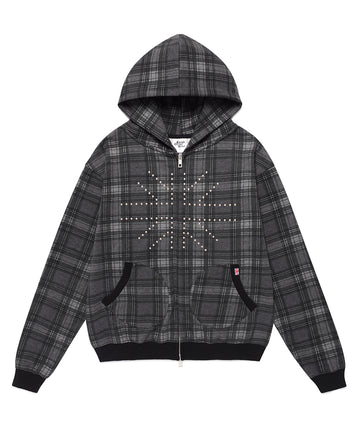 Cavish Stud Union Jack Zip Up Hoodie Black
