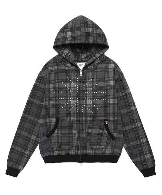 Cavish Stud Union Jack Zip Up Hoodie Black