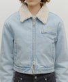 Marithé François Girbaud Women's Crop Shearling Denim Jacket in Ecru