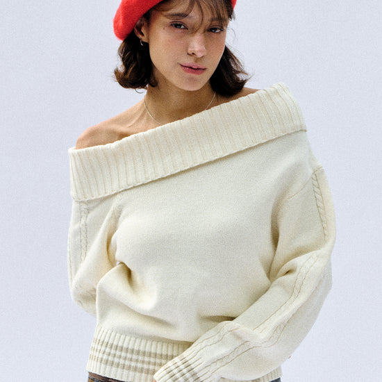 Bitter Cells Sally Unbalanced Off Shoulder Knit