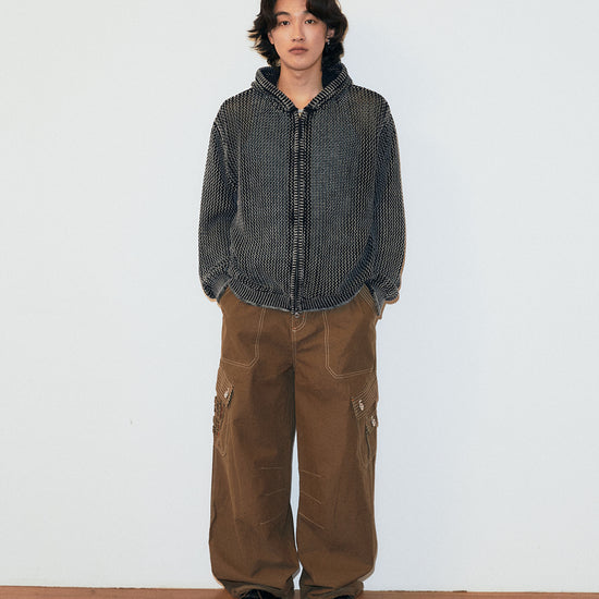 Mahagrid Pigment Mesh Zip Up Knit