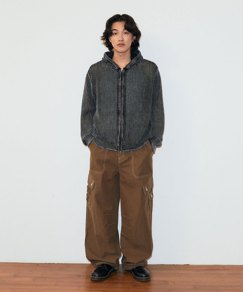 Mahagrid Pigment Mesh Zip Up Knit