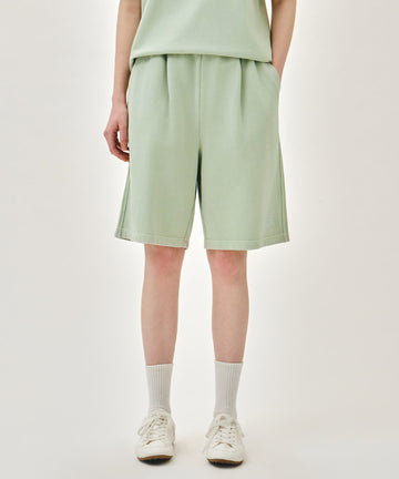 Marithé François Girbaud OUTLINE CLASSIC LOGO DYEING BERMUDA SWEAT SHORTS mint