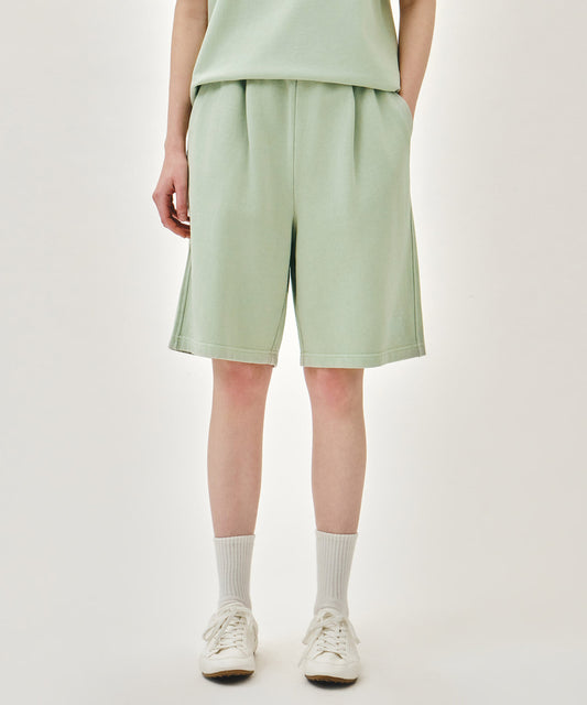 Marithé François Girbaud OUTLINE CLASSIC LOGO DYEING BERMUDA SWEAT SHORTS mint