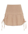 Bitter Cells Pretties Check Pleats Skirt-Beige