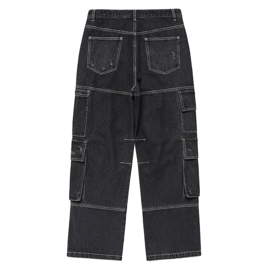 Cavish Washed Denim Cargo Pants