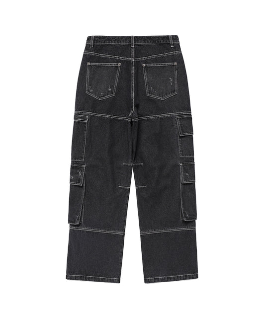 Cavish Washed Denim Cargo Pants