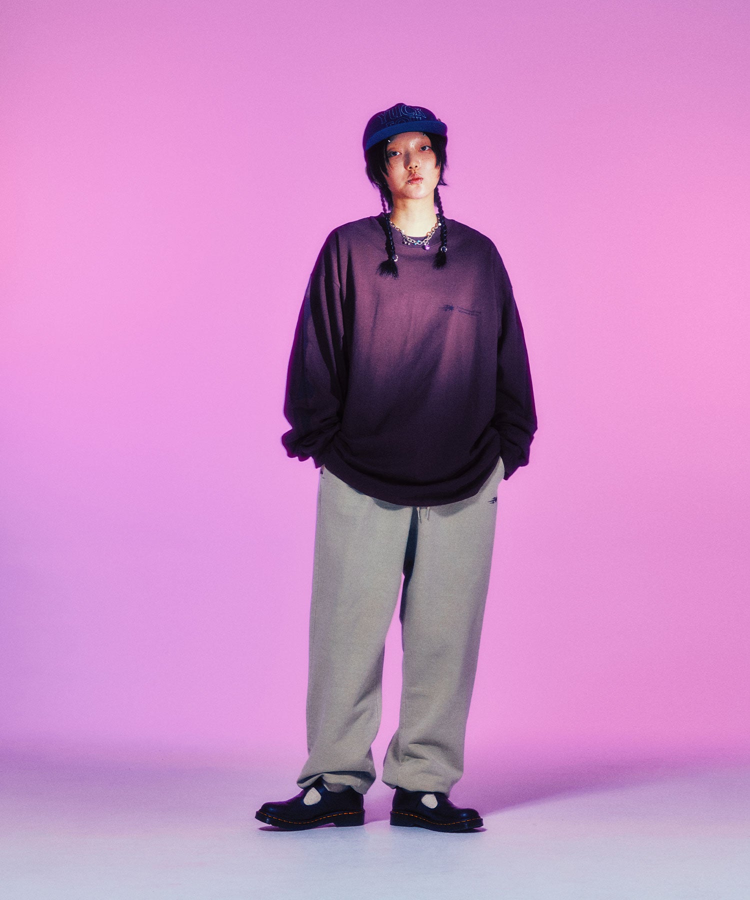 Nice Ghost Club Skull Graffiti Pigment Sweatpants [Beige]
