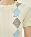 Marithé François Girbaud W ARGYLE CABLE HALF KNIT PULLOVER