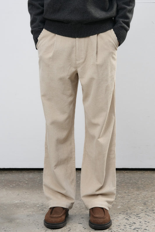 General Idea MAN Single Pleat Corduroy Pants [IVORY] / SBE4M11006