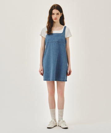Marithé François Girbaud W DENIM SLEEVELESS DRESS light blue