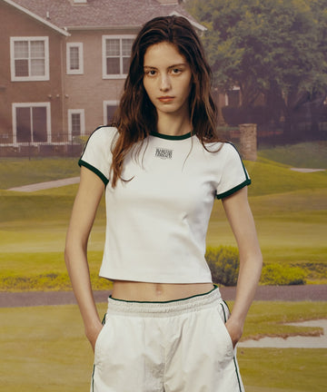 Marithé François Girbaud Mouvement W Classic Logo Slim Ringer Tee White