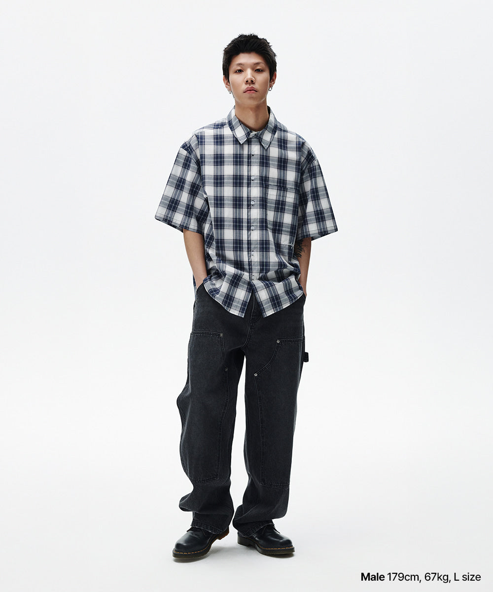 Mahagrid Ombre Check Half Shirt