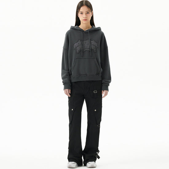 Mahagrid Raw Cut Pray Crop Hoodie