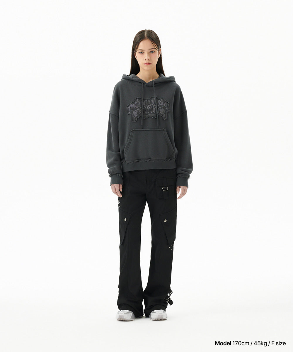 Mahagrid Raw Cut Pray Crop Hoodie