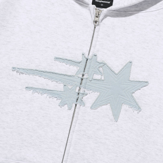 Nice Ghost Club 3 Star Appliqué Hoodie Zip Up
