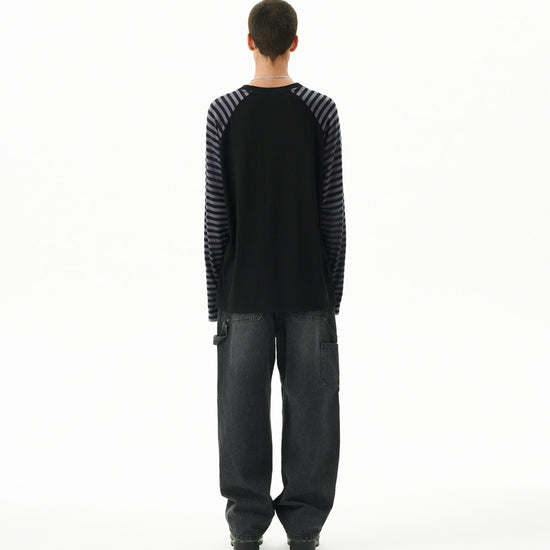Mahagrid Rock Star Raglan Stripe Long Sleeve Tee