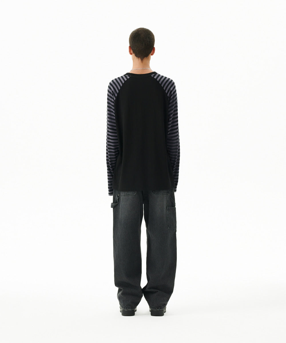Mahagrid Rock Star Raglan Stripe Long Sleeve Tee