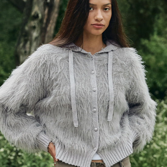 Bitter Cells Posy Fur Cardigan - Grey