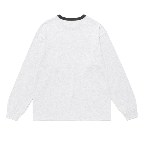 Cavish Guitar Applique Long Sleeve Tee in Light Grey