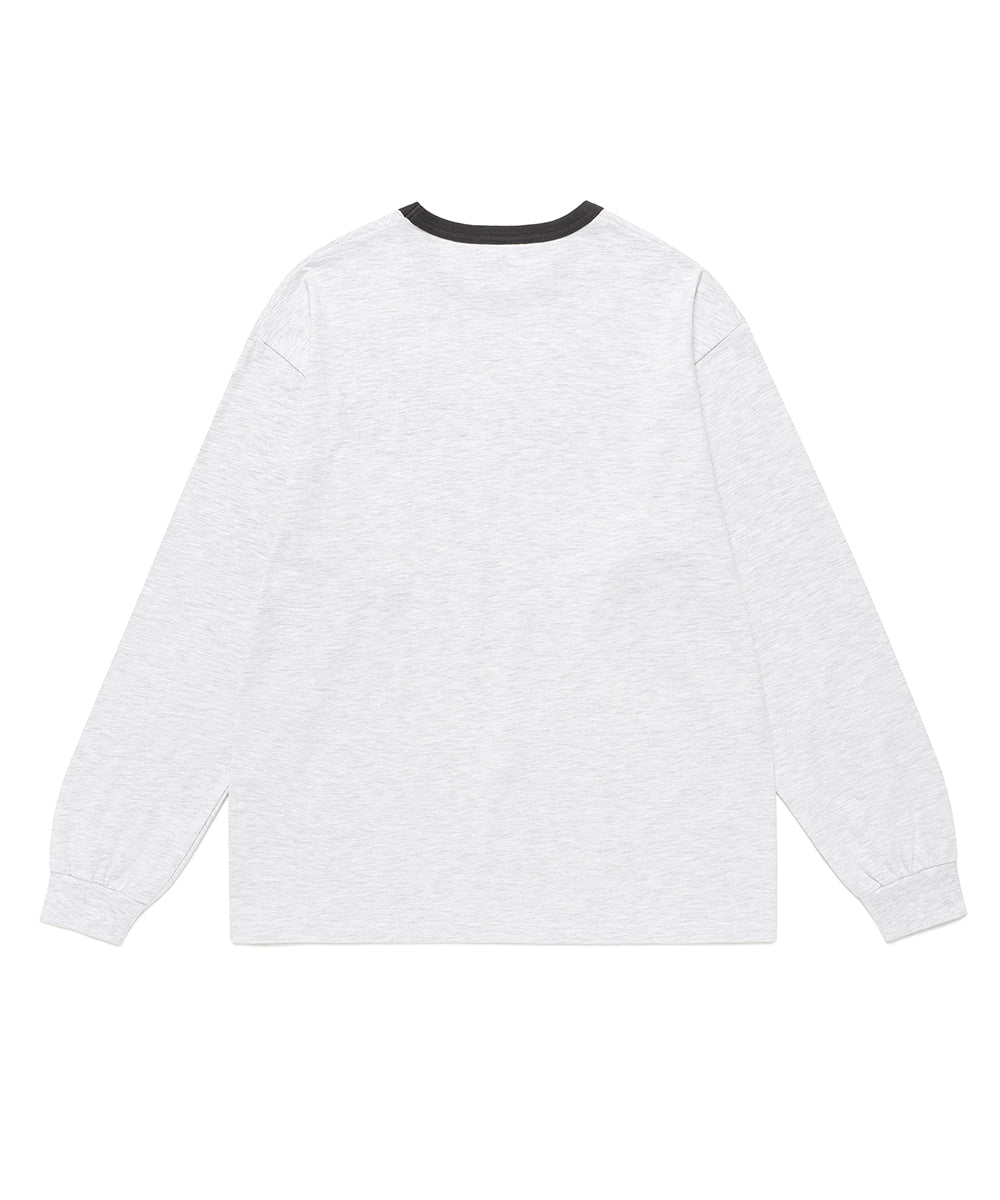 Cavish Guitar Applique Long Sleeve Tee in Light Grey