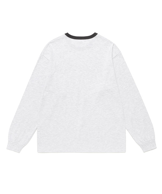 Cavish Guitar Applique Long Sleeve Tee in Light Grey