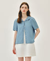 Marithé François Girbaud W SAILOR COLLAR SHORT SLEEVE CHAMBRAY SHIRT dark blue