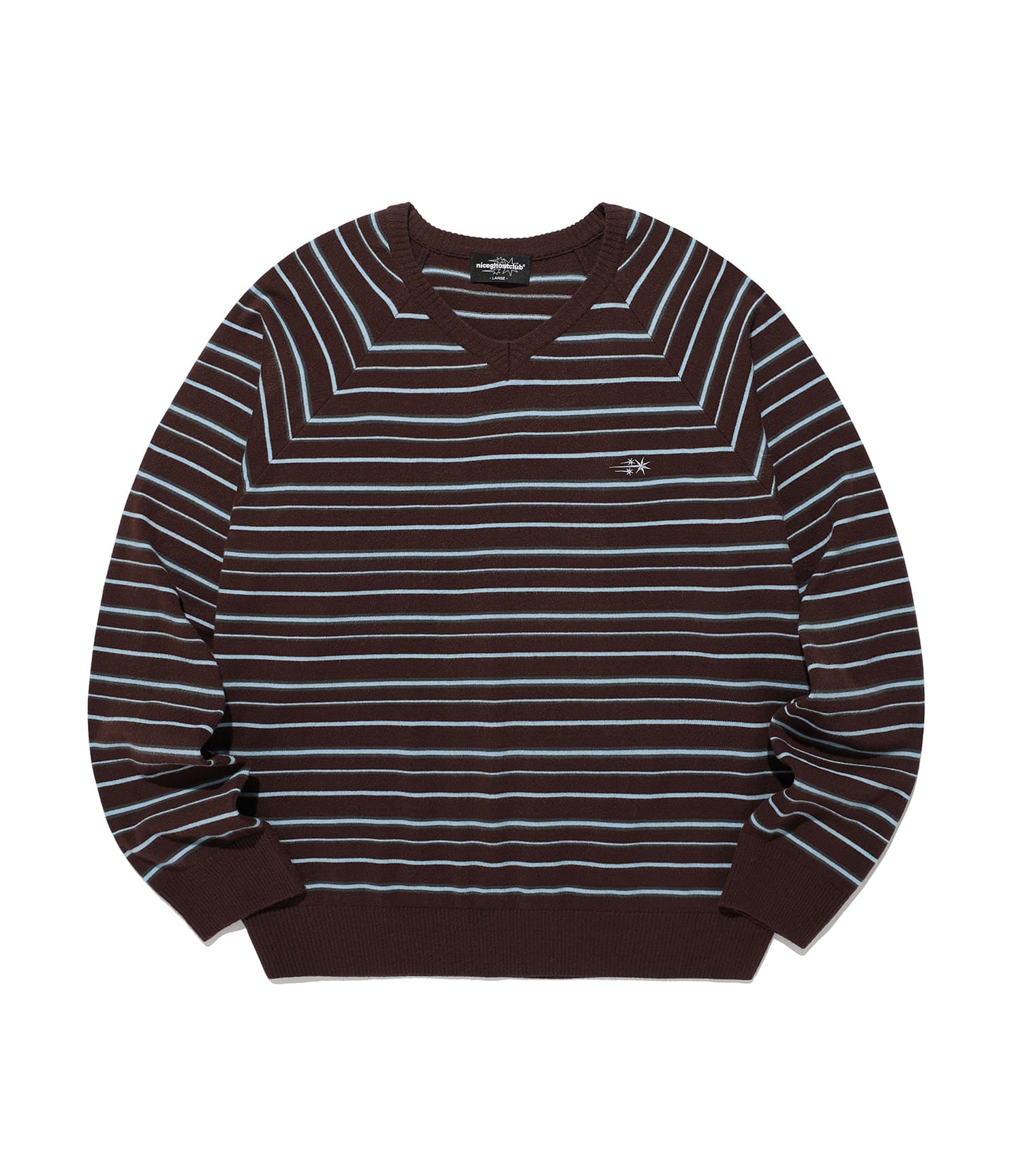 Nice Ghost Club Multi Stripe 3 Star V Neck Knit