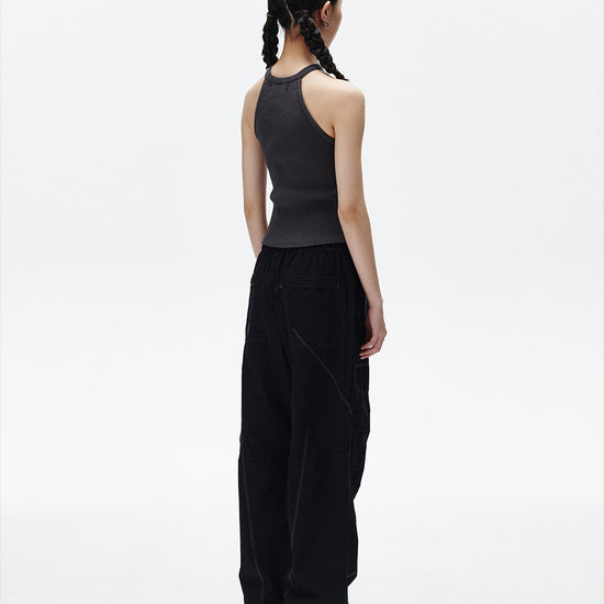 Mahagrid Denim Printed Halter Knit