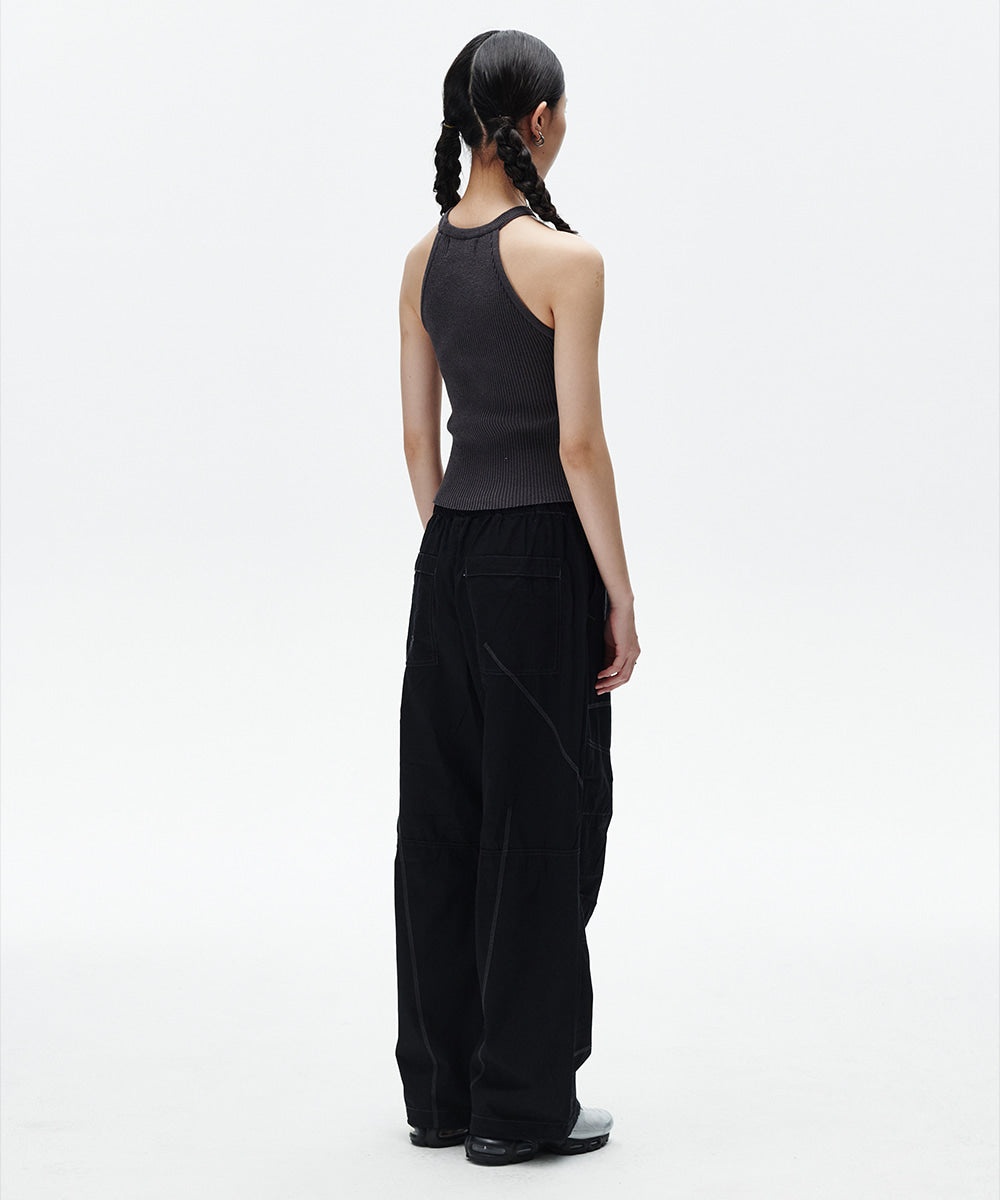 Mahagrid Denim Printed Halter Knit