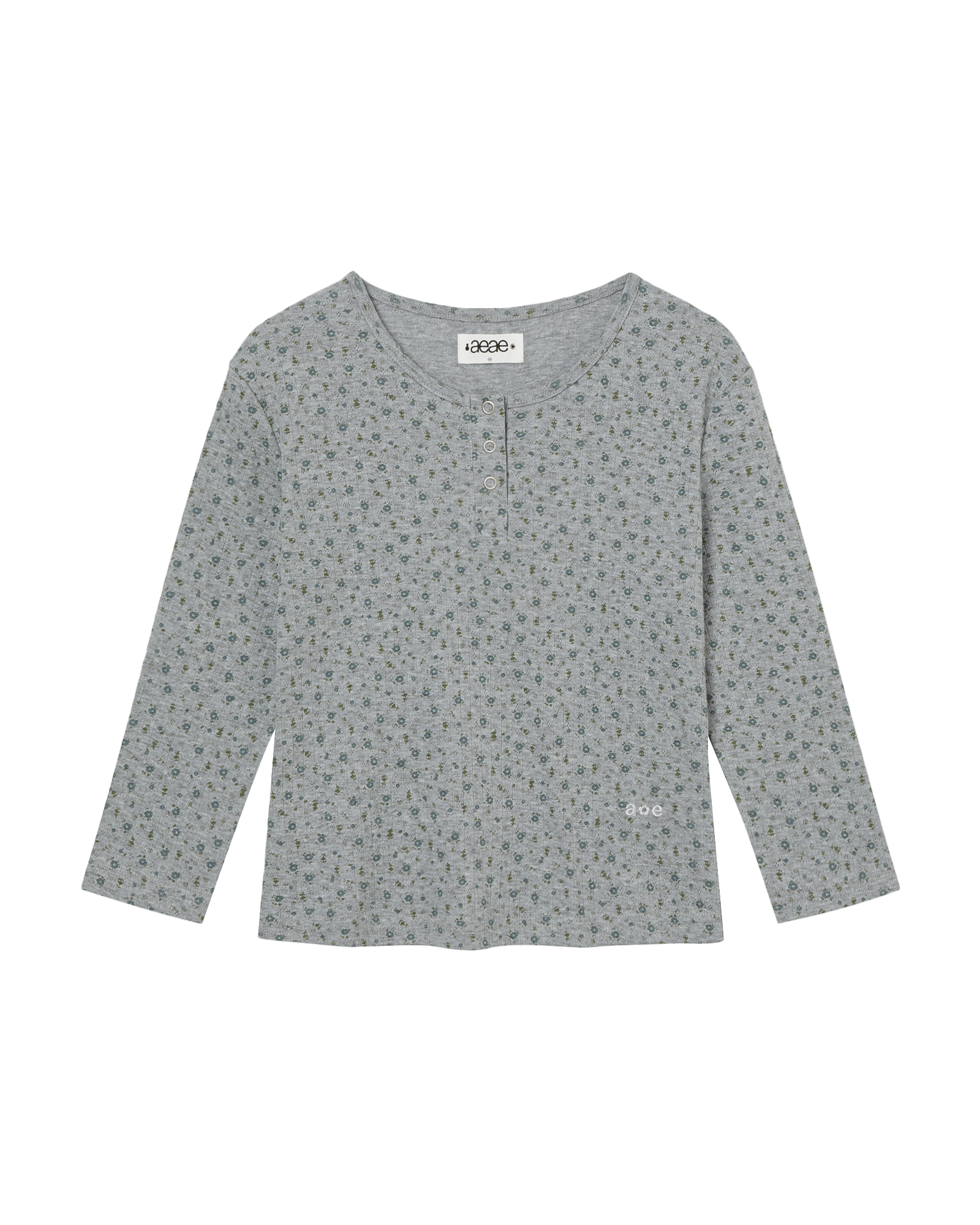 AEAE Flower Henley Neck Tee