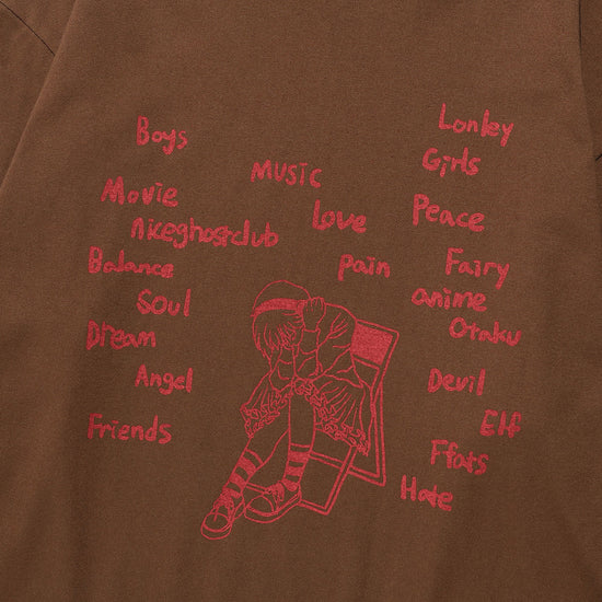 Nice Ghost Club Think Layered Long Sleeve Hoodie [Brown]