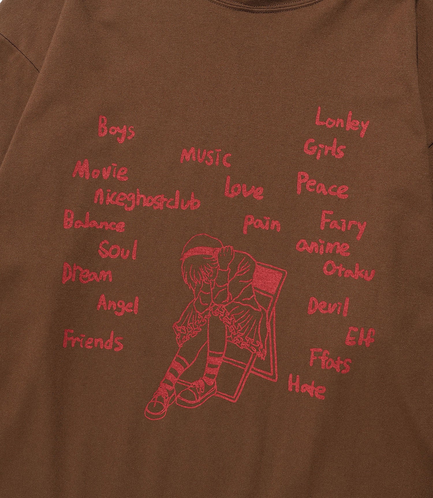 Nice Ghost Club Think Layered Long Sleeve Hoodie [Brown]